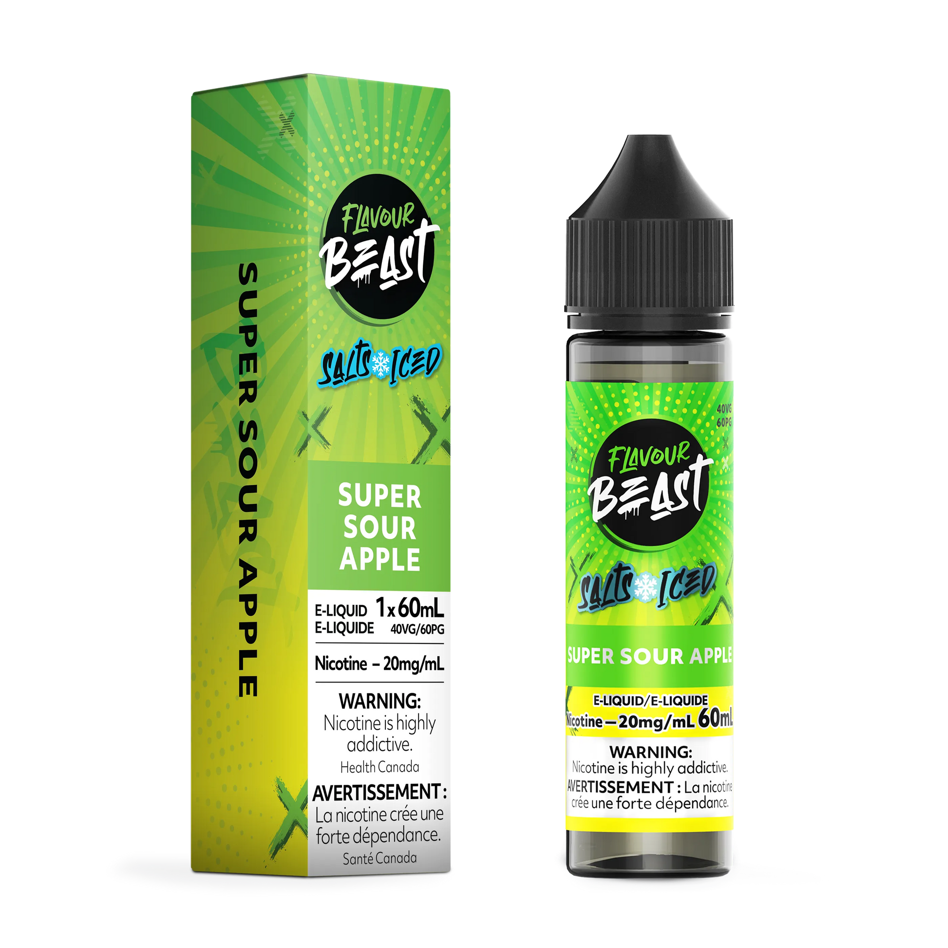 Flavour Beast E-Liquid – Super Sour Apple Iced (60mL)