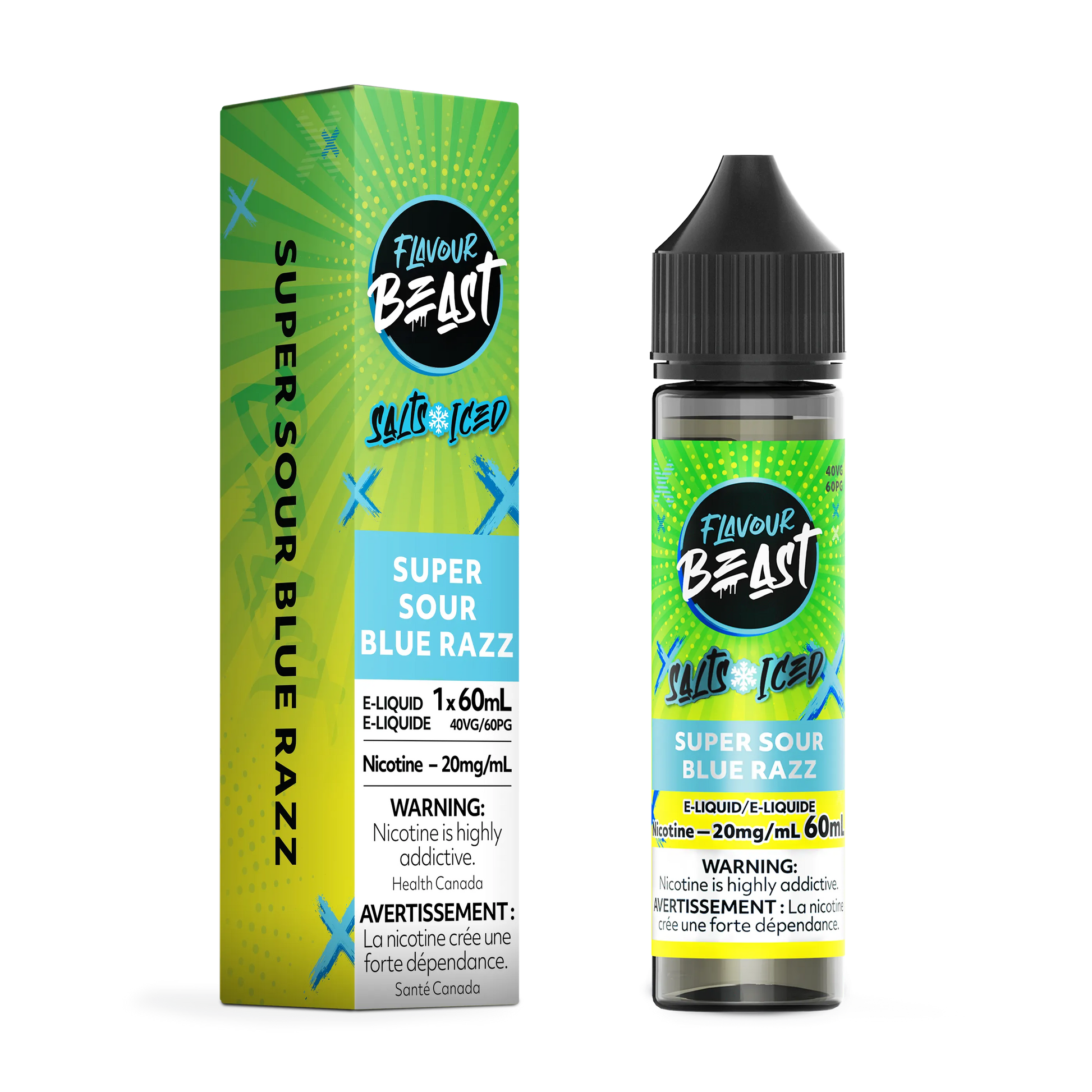 Flavour Beast E-Liquid – Super Sour Blue Razz Iced (60mL)