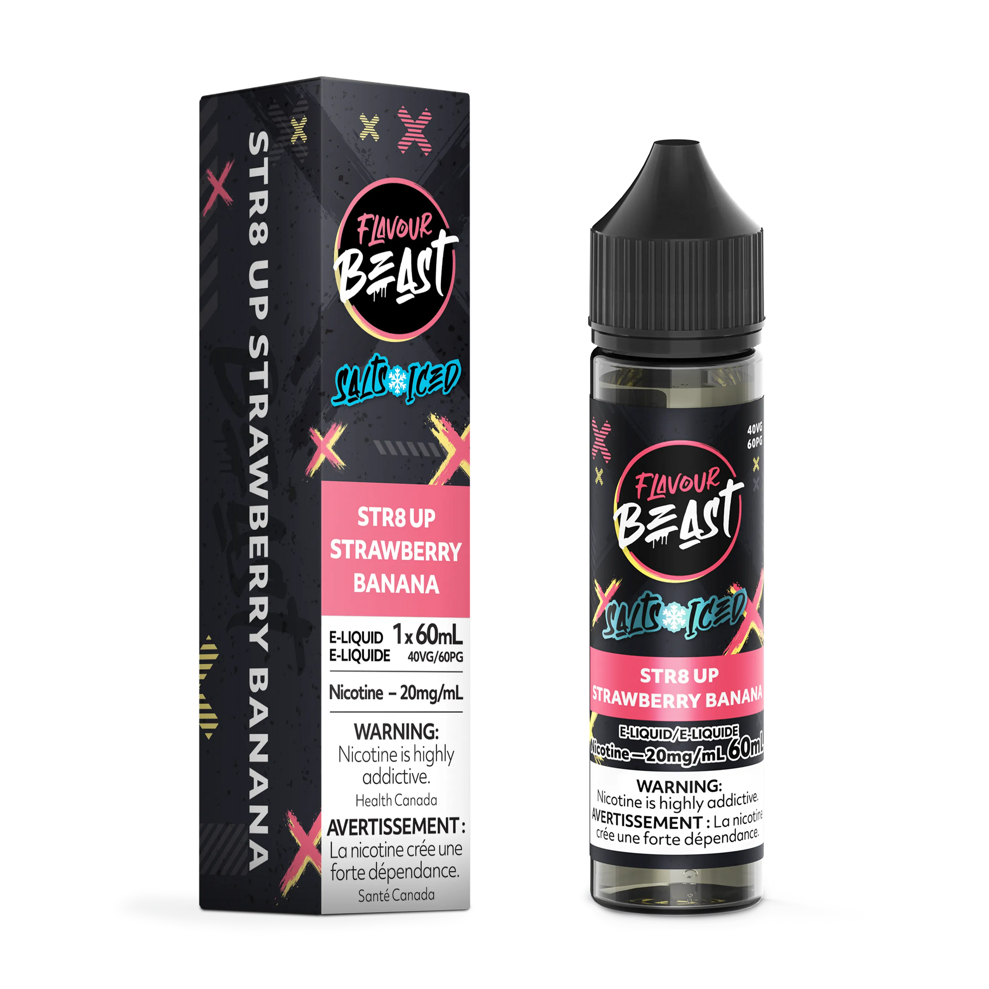 Flavour Beast E-Liquid – STR8 UP Strawberry Banana Iced (60mL)