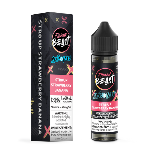 Flavour Beast E-Liquid – STR8 UP Strawberry Banana Iced (60mL)