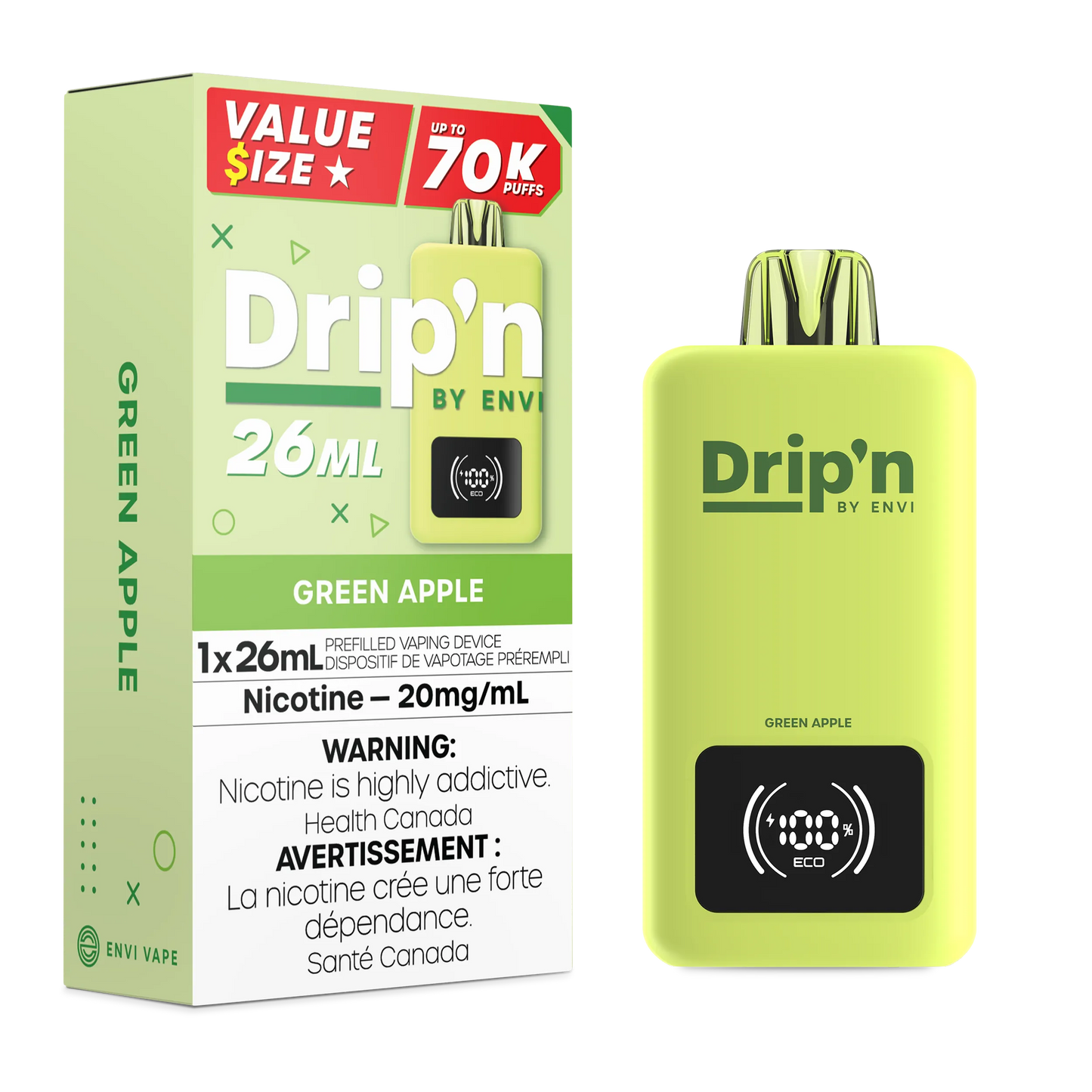 Green Apple Ice Drip’n 70k Value Series Disposable Vape