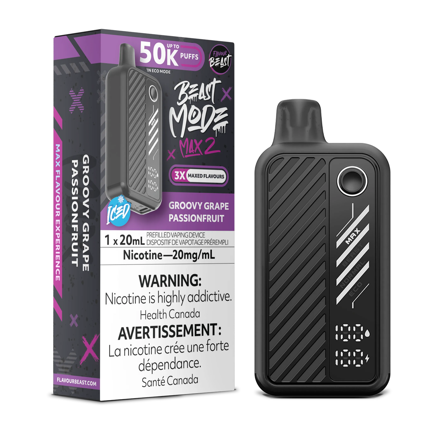 Flavour Beast Mode Max 2 Groovy Grape Passion Fruit