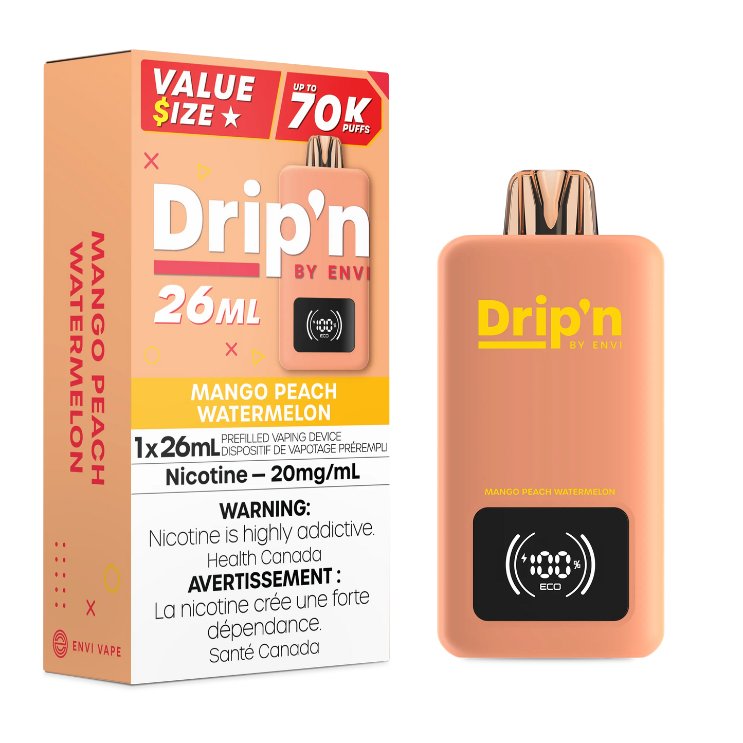 Mango Peach Watermelon Drip’n 70k Value Series Disposable Vape
