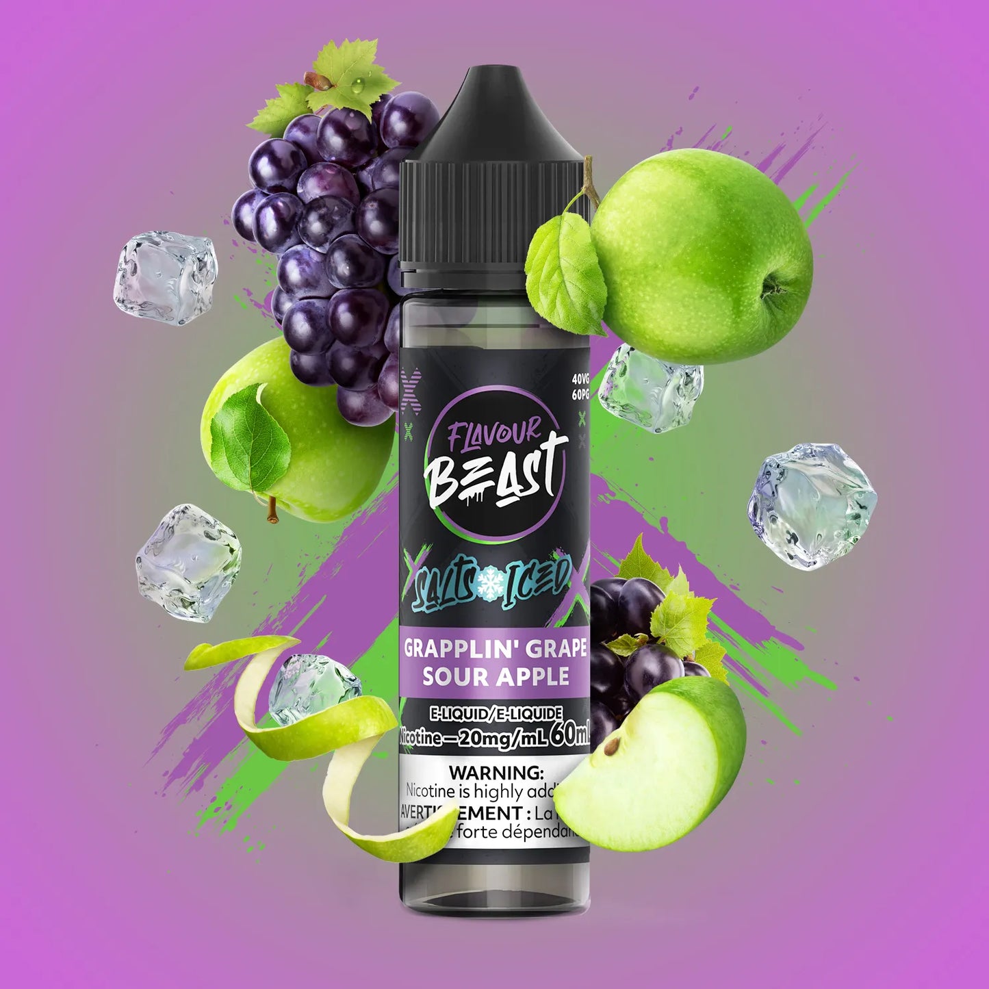 Grapplin' Grape Sour Apple Iced (60mL) | Flavour Beast E-Liquid
