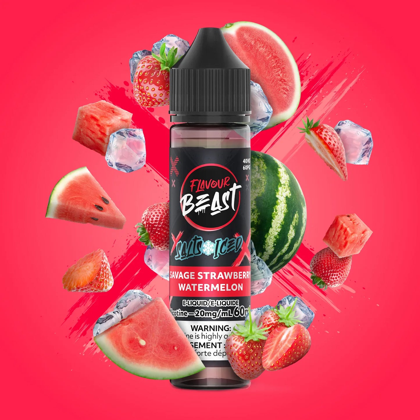 Flavour Beast E-Liquid â€“ Savage Strawberry Watermelon Iced (60mL)
