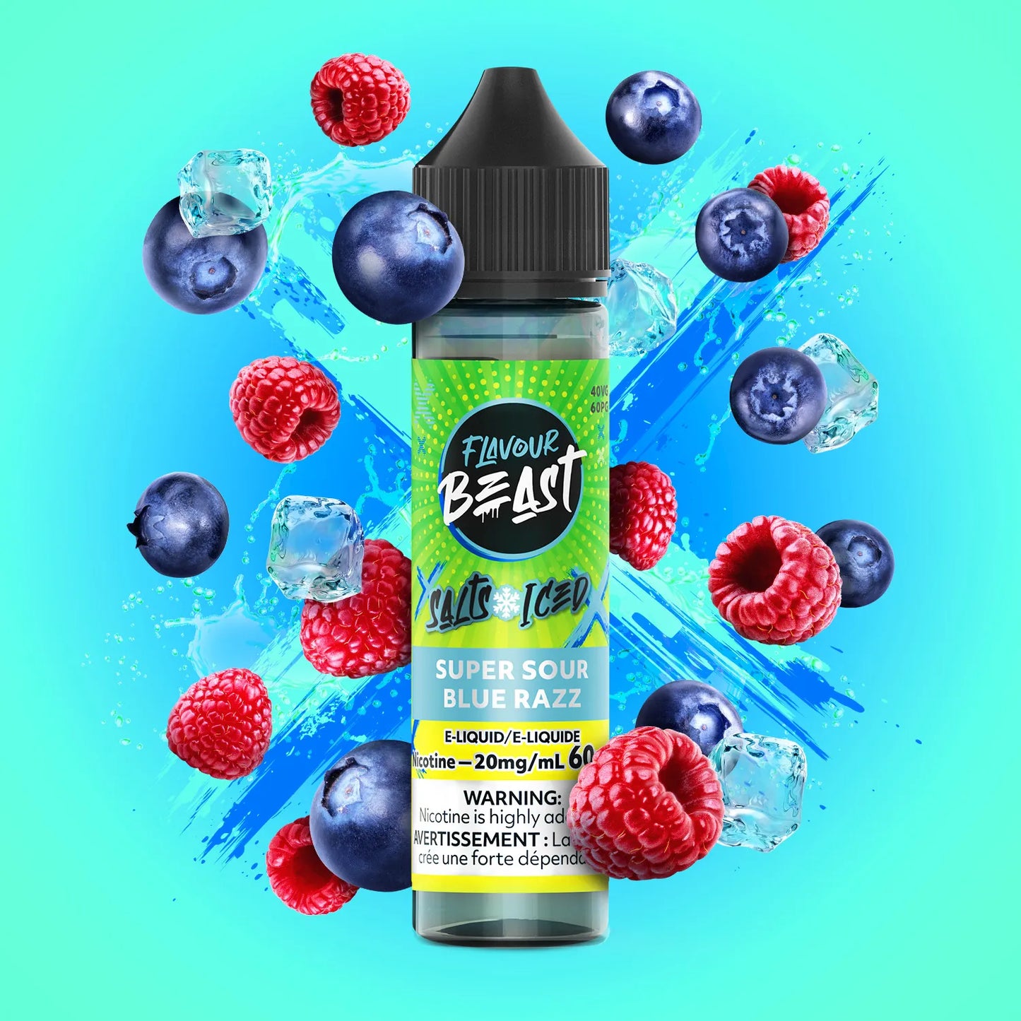 Flavour Beast E-Liquid | Super Sour Blue Razz Iced (60mL)