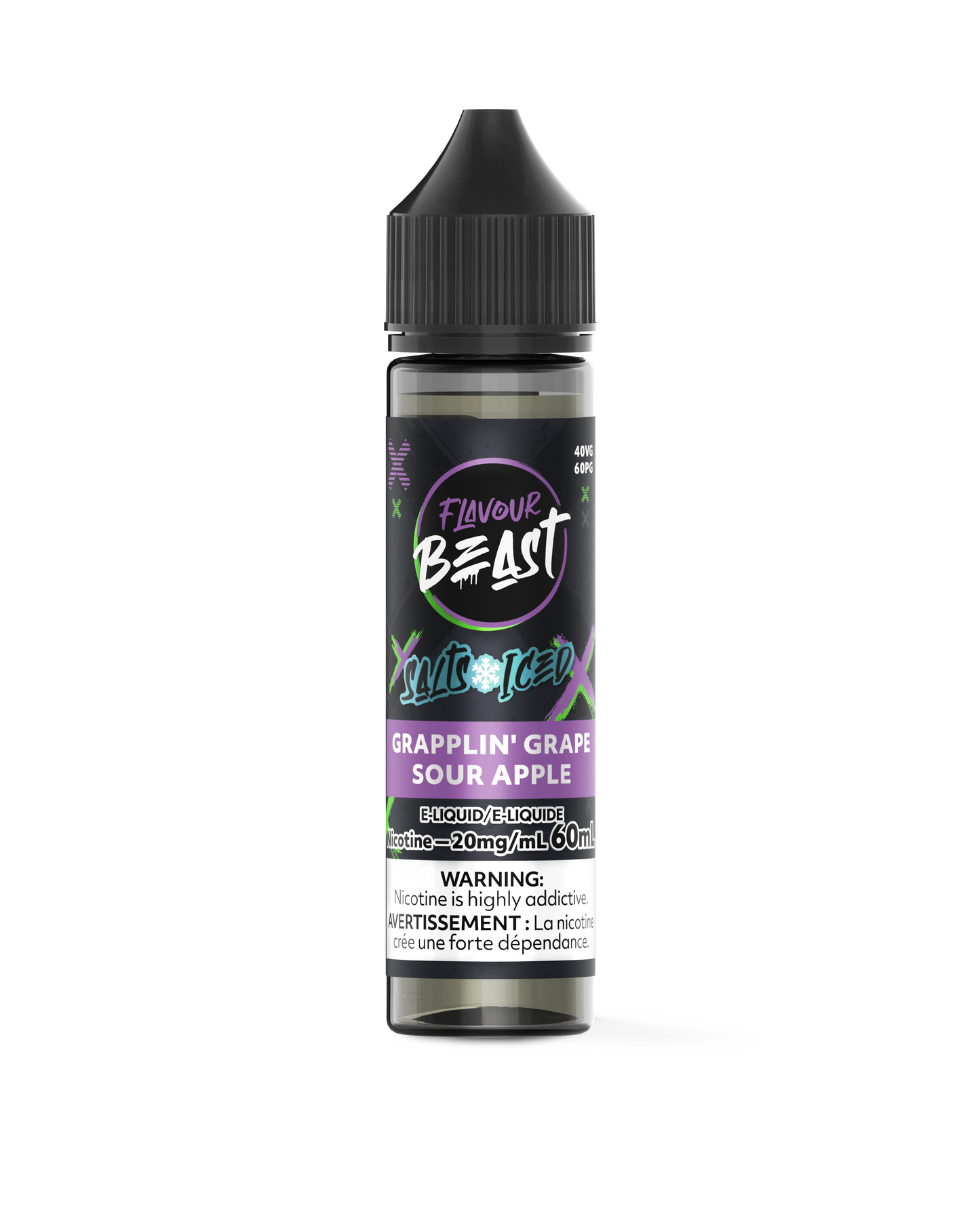 Grapplin' Grape Sour Apple Iced (60mL) | Flavour Beast E-Liquid